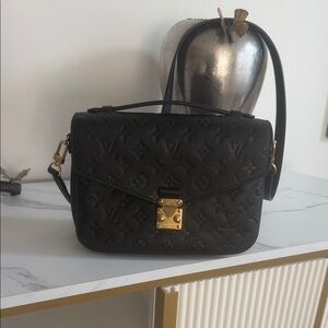 Louis Vuitton Black Crossbody Bag with Gold Accents